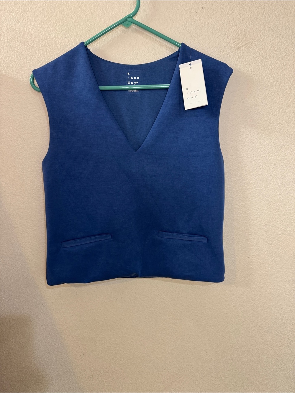a new day Sleeveless V-Neck Royal Blue Shell Top